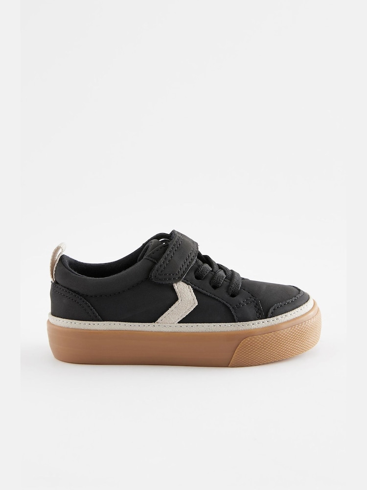 Black Standard Fit (F) Touch Fastening Chevron Trainers - Image 3 of 6