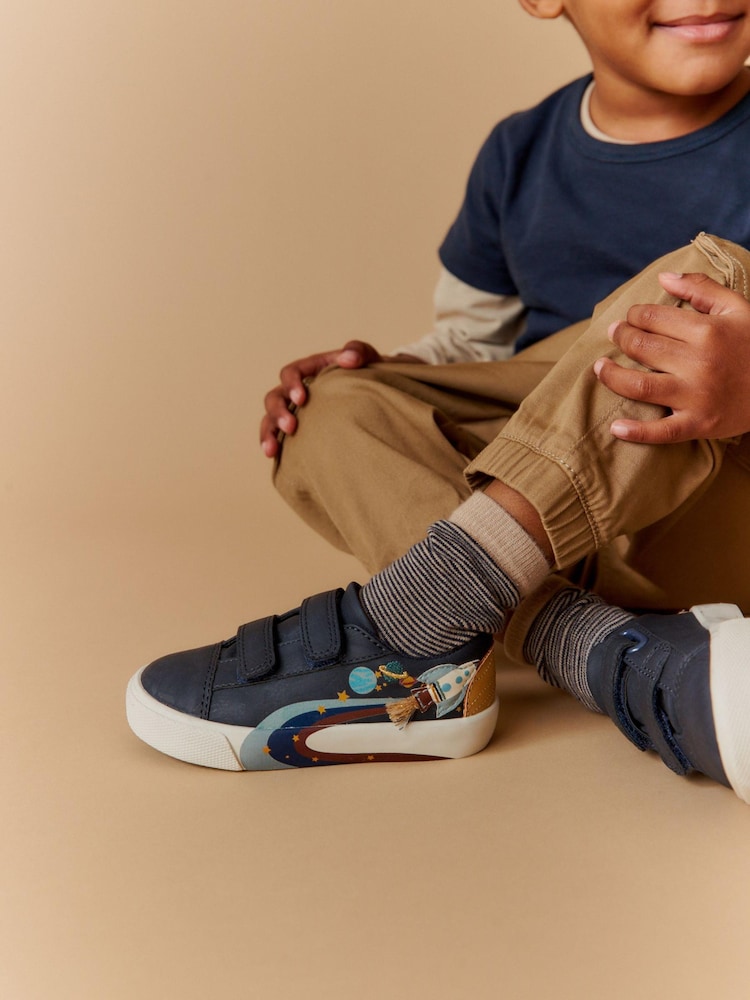 Navy Blue Rocket Standard Fit (F) Strap Touch Fastening Shoes - Image 1 of 8
