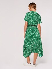 Apricot Green Painterly Dot Smocked Midi Dress - Image 3 of 4