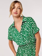 Apricot Green Painterly Dot Smocked Midi Dress - Image 4 of 4