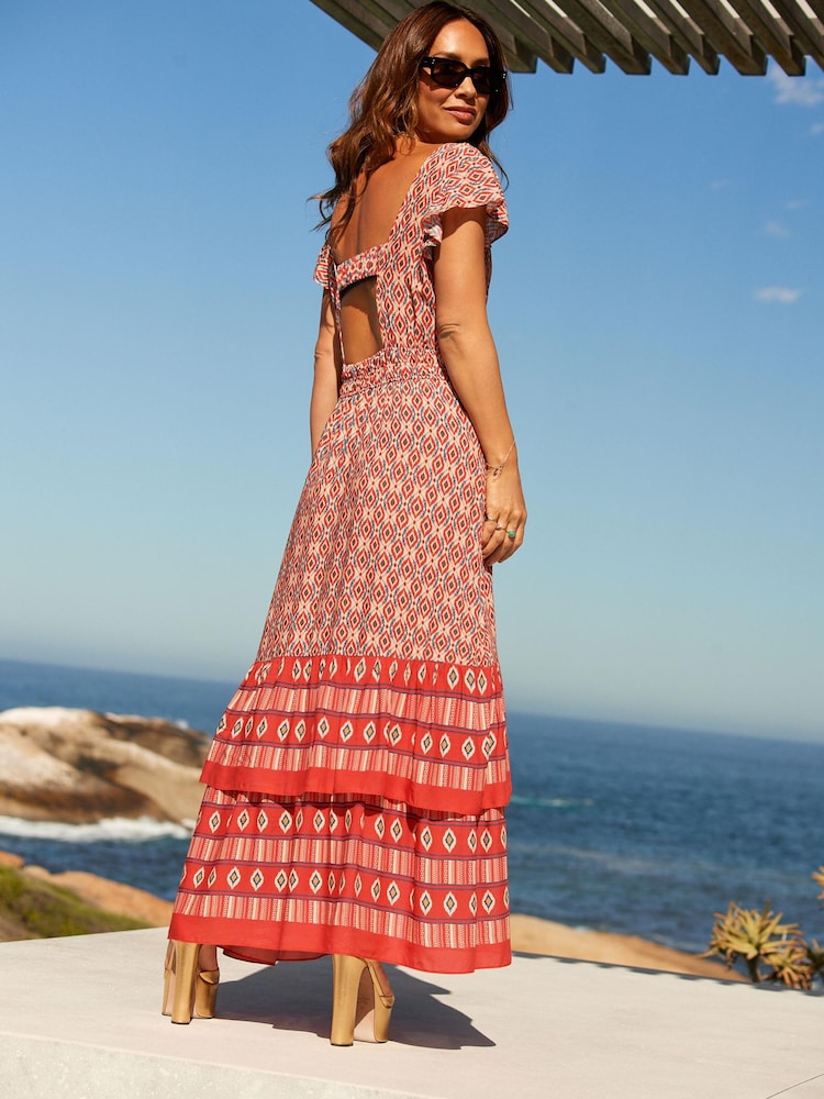 Myleene Klass Ikat Border Print Maxi Dress - Image 6 of 6