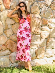 Розовый - Атласное платье-комбинация Myleene Klass - Image 2 of 15