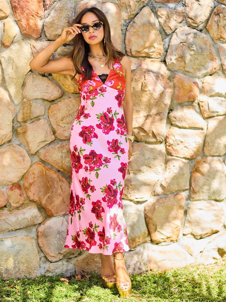 Розовый - Атласное платье-комбинация Myleene Klass - Image 2 of 15