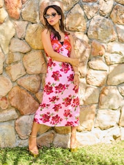 Розовый - Атласное платье-комбинация Myleene Klass - Image 9 of 15