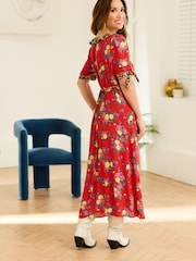 Myleene Klass Red Mix Print Midi Dress - Image 2 of 6