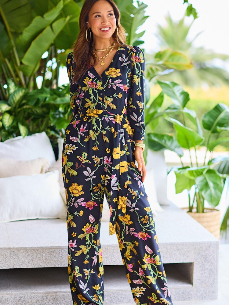 Myleene Klass Black Button Through Jumpsuit - Image 1 of 7