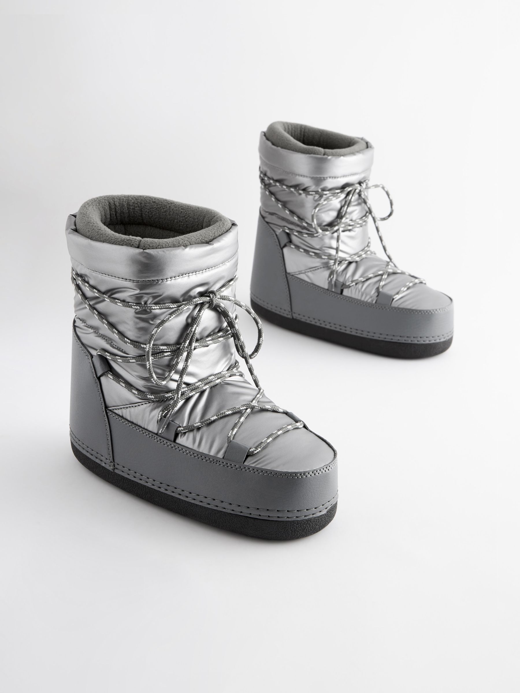 Buy Silver Fashion Padded Boots from Next Luxembourg