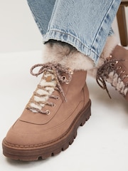 Tan Brown Regular/Wide Fit Forever Comfort® Faux Fur Lace Up Chunky Boots - Image 2 of 7