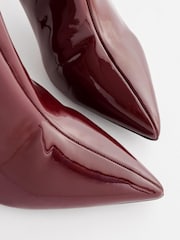 Burgundy Red Pointed Toe Patent Knee High Boots - Image 4 of 5