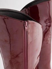 Burgundy Red Pointed Toe Patent Knee High Boots - Image 5 of 5