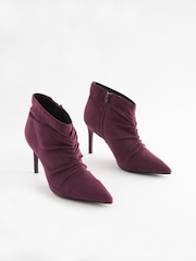Berry Red Forever Comfort® Point Toe Ruched Ankle Boots - Image 1 of 5