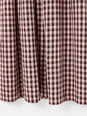 Oliver Bonas Pink Pink & Brown Gingham Shirred Bodice V-Neck Midi Dress - Image 7 of 8