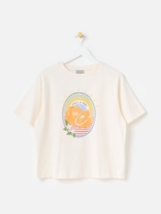 Oliver Bonas White White Chill & Peel Orange Graphic T-Shirt - Image 3 of 8