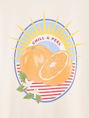Oliver Bonas White White Chill & Peel Orange Graphic T-Shirt - Image 6 of 8