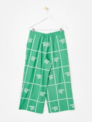 Oliver Bonas Green Green Strawberry Embroidered Cropped Wide Leg Trousers - Image 4 of 7