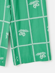 Oliver Bonas Green Green Strawberry Embroidered Cropped Wide Leg Trousers - Image 5 of 7