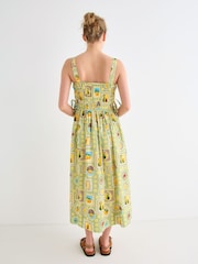 Oliver Bonas Green Green Fruit Postcard Print Strappy Midi Dress - Image 2 of 8