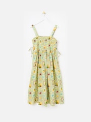 Oliver Bonas Green Green Fruit Postcard Print Strappy Midi Dress - Image 4 of 8