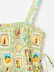 Oliver Bonas Green Green Fruit Postcard Print Strappy Midi Dress - Image 7 of 8