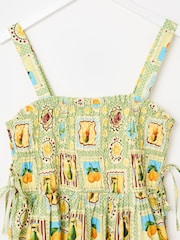 Oliver Bonas Green Green Fruit Postcard Print Strappy Midi Dress - Image 8 of 8