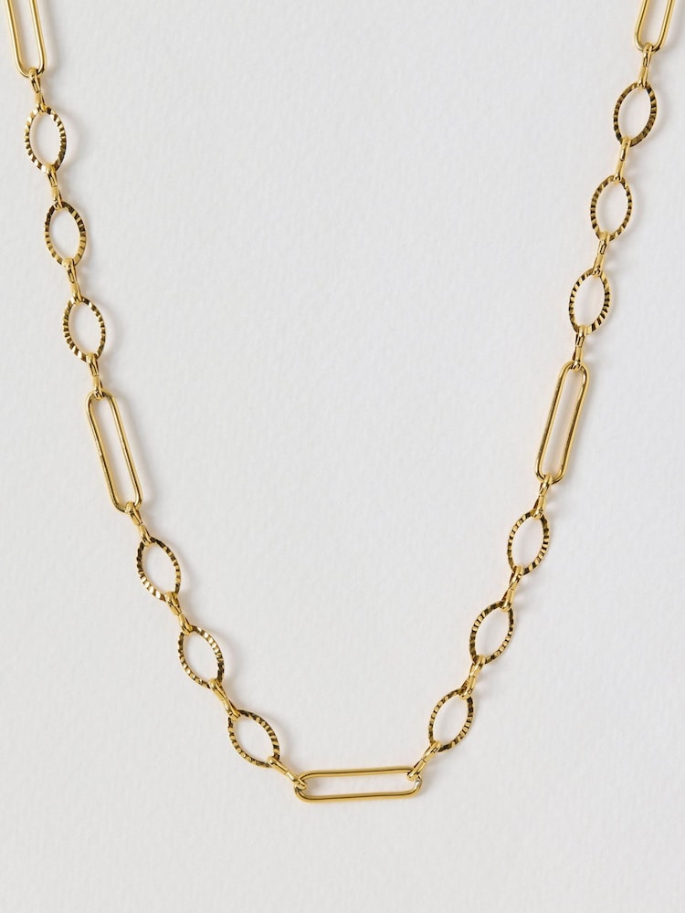 Oliver Bonas Gold Jovi Gold Tone Waterproof Fine Chain Necklace - Image 1 of 4 Oliver Bonas Gold Jovi Gold Tone Waterproof Fine Chain Necklace - Image 1 of 4