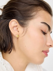 Oliver Bonas Gold Melony Gold Tone Waterproof Etched Heart Stud Earrings - Image 3 of 3
