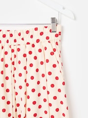 Oliver Bonas White Cream & Red Polka Dot Elasticated Waist Midi Skirt - Image 5 of 7