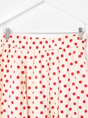 Oliver Bonas White Cream & Red Polka Dot Elasticated Waist Midi Skirt - Image 6 of 7