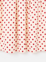 Oliver Bonas White Cream & Red Polka Dot Elasticated Waist Midi Skirt - Image 7 of 7