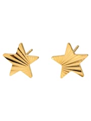 Oliver Bonas Gold Novie Gold Tone Waterproof Etched Star Stud Earrings - Image 2 of 3