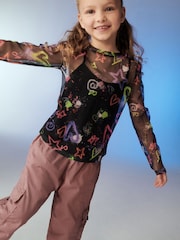 Black Ground Mesh Long Sleeve T-Shirt (3-16yrs) - Image 1 of 3