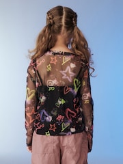 Black Ground Mesh Long Sleeve T-Shirt (3-16yrs) - Image 2 of 3