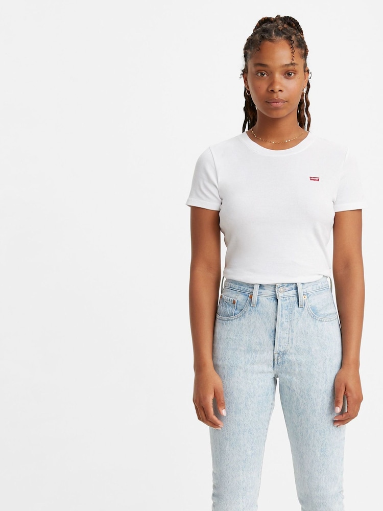 Levi's® White Baby Rib 100% Cotton T-Shirt - Image 1 of 3