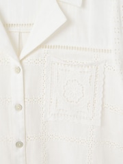 Oliver Bonas White White Broderie Short Sleeve Shirt - Image 4 of 6