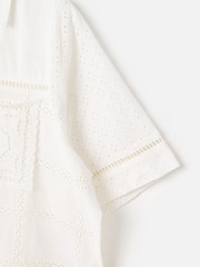 Oliver Bonas White White Broderie Short Sleeve Shirt - Image 5 of 6