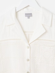 Oliver Bonas White White Broderie Short Sleeve Shirt - Image 6 of 6