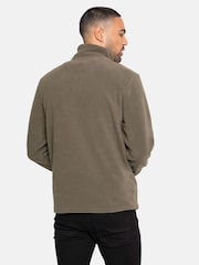 Threadbare Khaki Quarter Zip Fleece Sweatshirt - Image 2 of 4