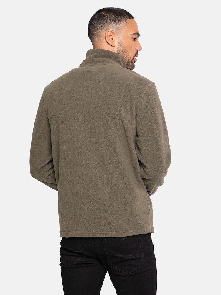 Threadbare Khaki Quarter Zip Fleece Sweatshirt - Image 2 of 4