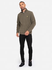 Threadbare Khaki Quarter Zip Fleece Sweatshirt - Image 3 of 4
