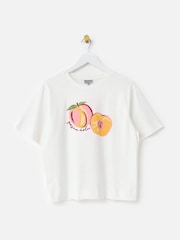 Oliver Bonas White Just Peachy Graphic T-Shirt - Image 3 of 7