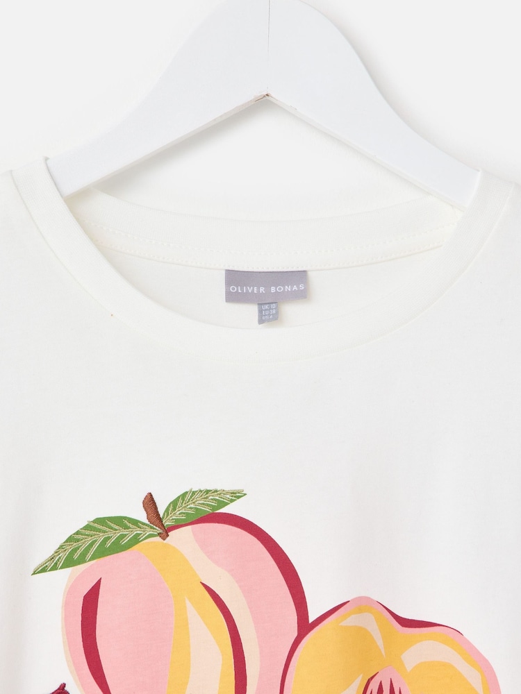 Oliver Bonas White Just Peachy Graphic T-Shirt - Image 7 of 7