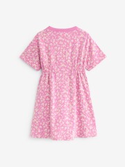 Black/ White /Pink Floral Print Short Sleeve Dresses 2 Pack (3-16yrs) - Image 2 of 3
