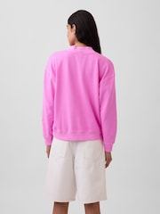 Gap Bright Pink VintageSoft Terry Oversized Mock Neck Logo Sweatshirt - Image 2 of 4