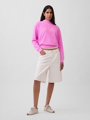 Gap Bright Pink VintageSoft Terry Oversized Mock Neck Logo Sweatshirt - Image 3 of 4