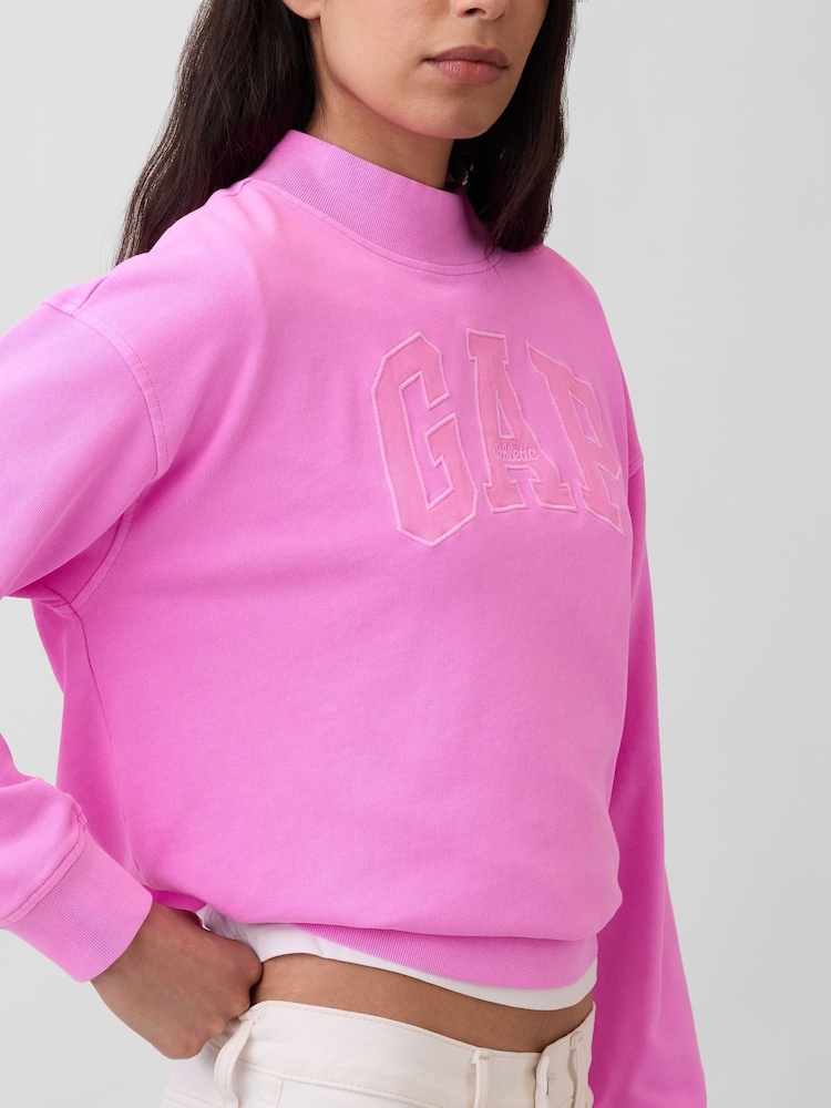 Gap Bright Pink VintageSoft Terry Oversized Mock Neck Logo Sweatshirt - Image 4 of 4 Gap Bright Pink VintageSoft Terry Oversized Mock Neck Logo Sweatshirt - Image 4 of 4