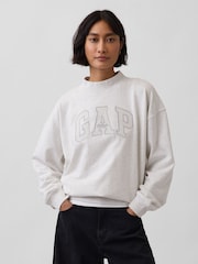 Gap Grey VintageSoft Terry Oversized Mock Neck Logo Sweatshirt - Image 1 of 3