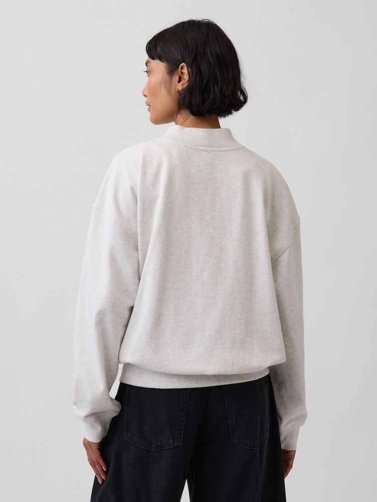 Gap Grey VintageSoft Terry Oversized Mock Neck Logo Sweatshirt - Image 2 of 3 Gap Grey VintageSoft Terry Oversized Mock Neck Logo Sweatshirt - Image 2 of 3