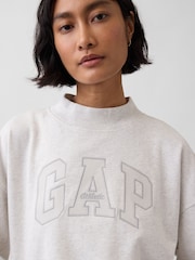 Gap Grey VintageSoft Terry Oversized Mock Neck Logo Sweatshirt - Image 3 of 3
