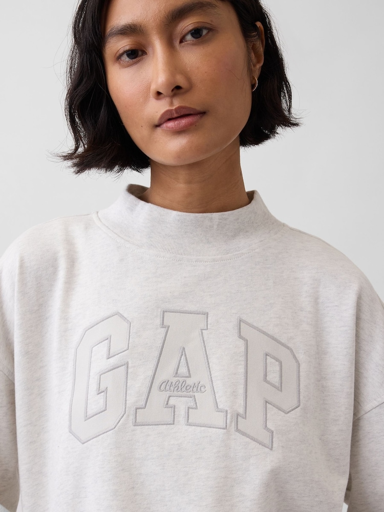 Gap Grey VintageSoft Terry Oversized Mock Neck Logo Sweatshirt - Image 3 of 3 Gap Grey VintageSoft Terry Oversized Mock Neck Logo Sweatshirt - Image 3 of 3