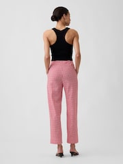 Gap Red Gingham High Waisted Linen-Blend Straight Crop Trousers - Image 2 of 4